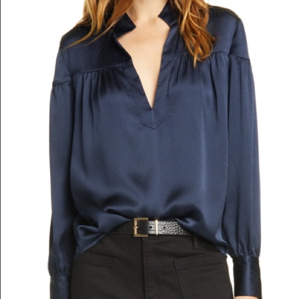 Lucky brand navy blue silk blouse